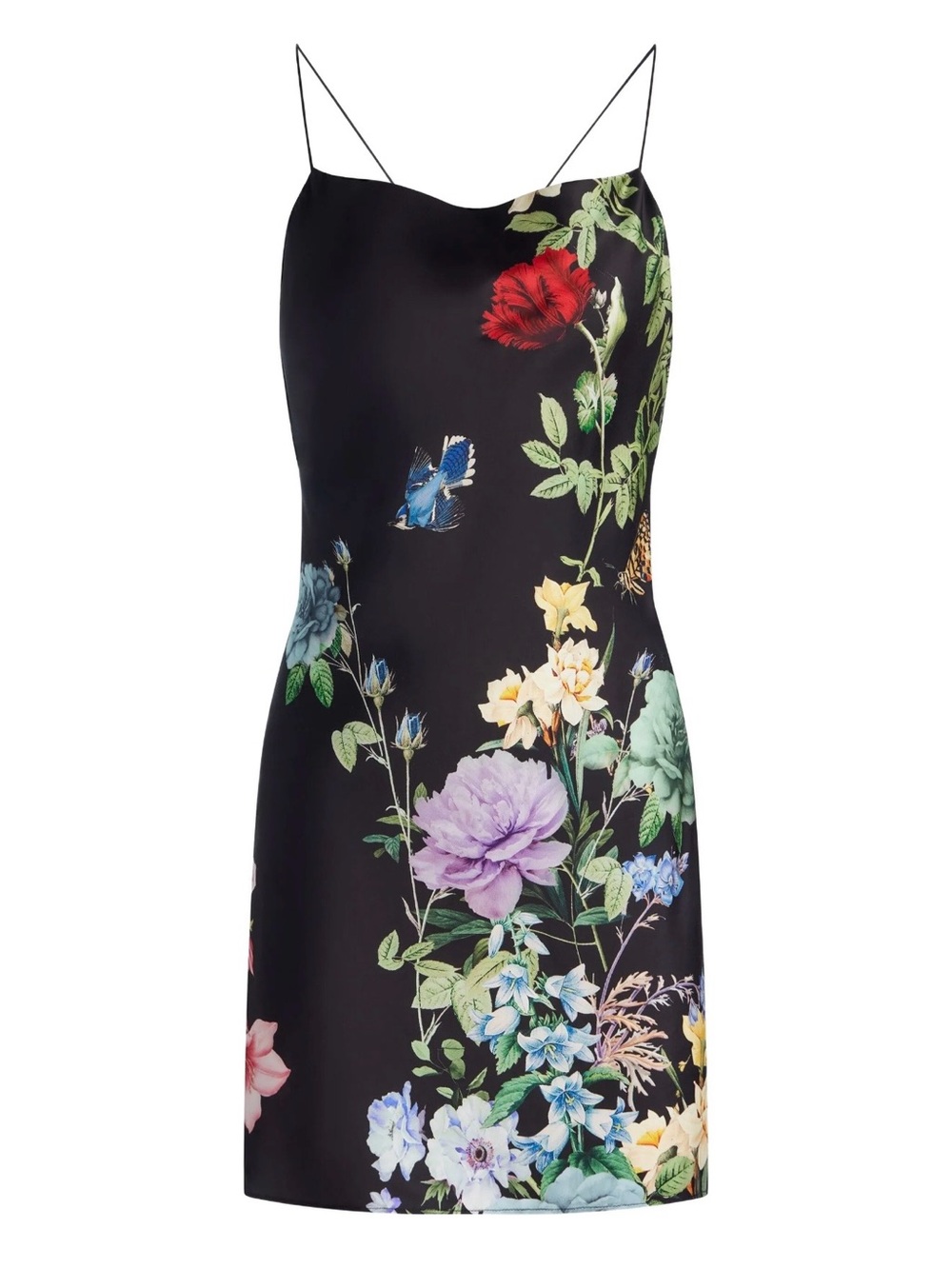 NWT Alice + Olivia Black Floral Harmony Mini Slip Dress size 2